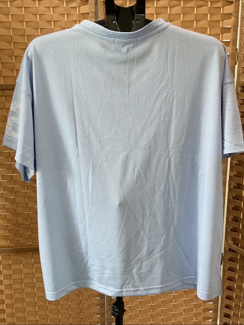 State of Mine Light Blue Georgia Mesh Jersey Top with White Print - Picture 4 of 5